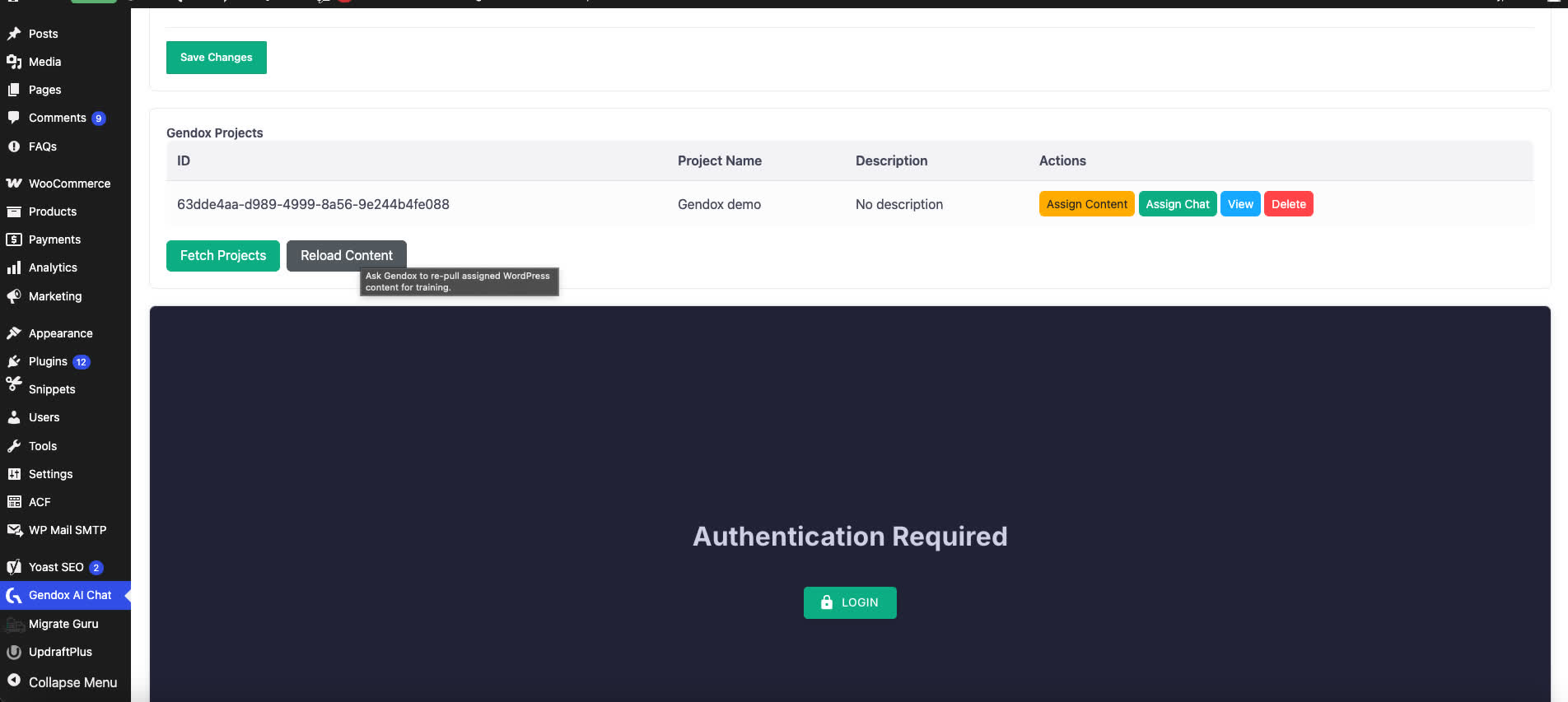 Fetch Projects lists your Gendox projects