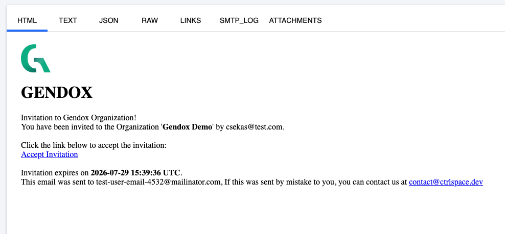 Invitation email